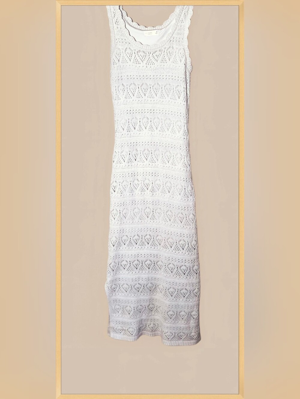 LC Lauren Conrad Ivory Lace Knit Heart Pattern Dress XS